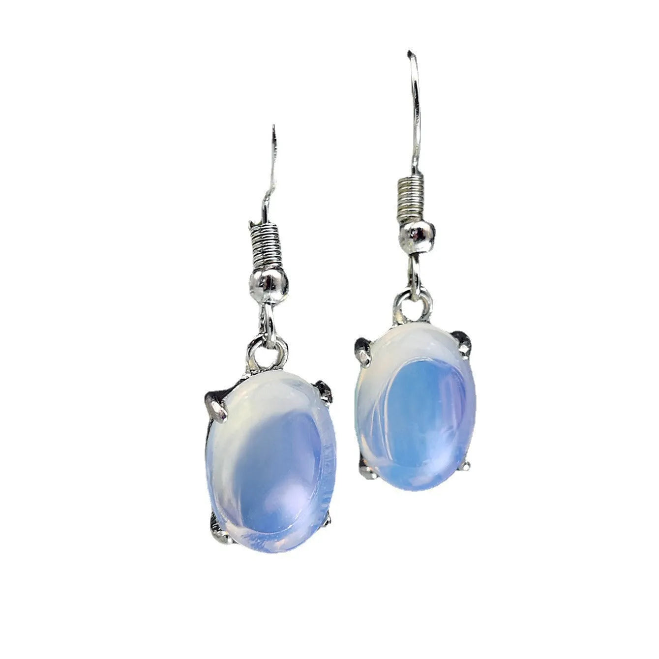 Moonlight opal drop shape earrings with ellipse elements in retro style