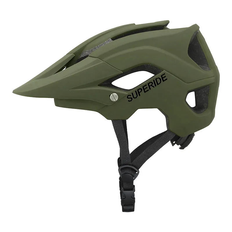 Ultra-light integrated PC adult mountain bike helmet in camouflage colour side view