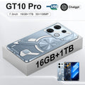 GT10 Pro Android smartphone in Blue or Silver with straight plate design and UK power adapter