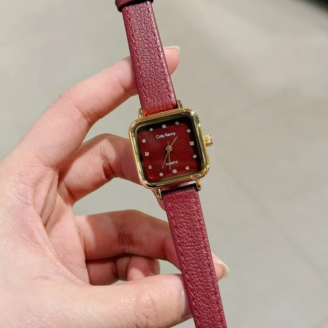 Alloy Ankela Red women's wristwatch with Chinese style design, 8mm thick case