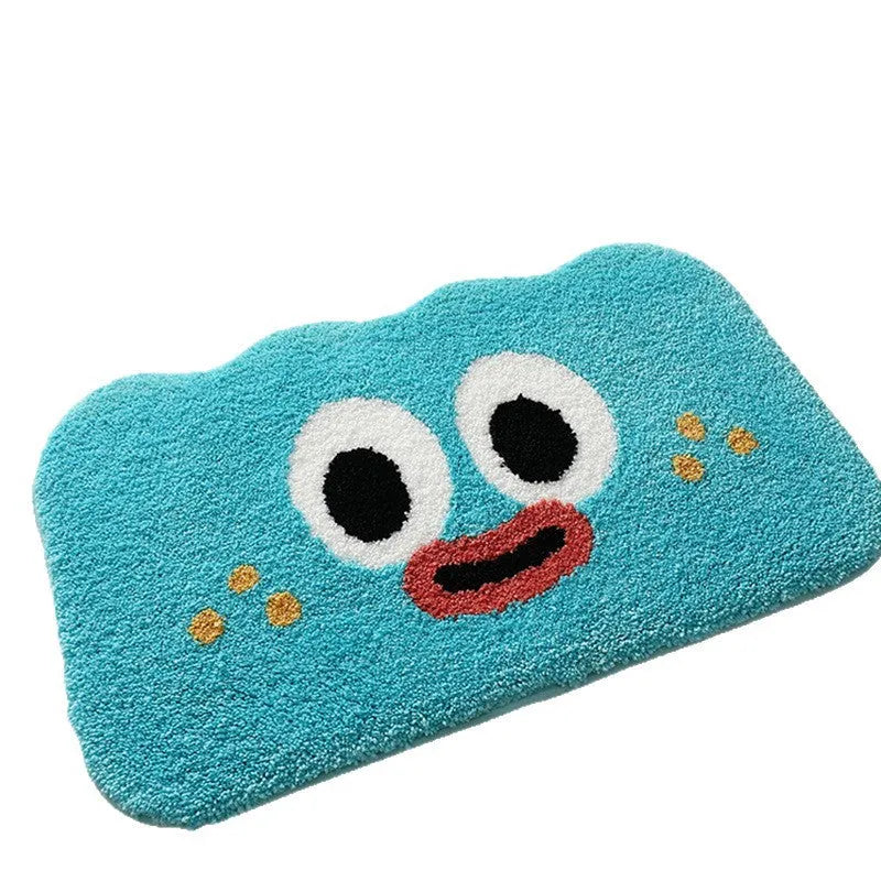 Cartoon cloud printed bathroom mat in polyester with cashmere-like pile