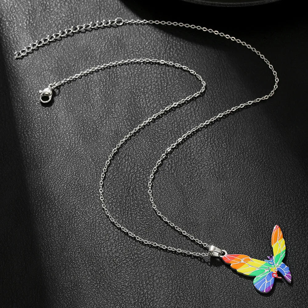 Stainless steel necklace and bracelet set with colour printed inspirational friendship quotes