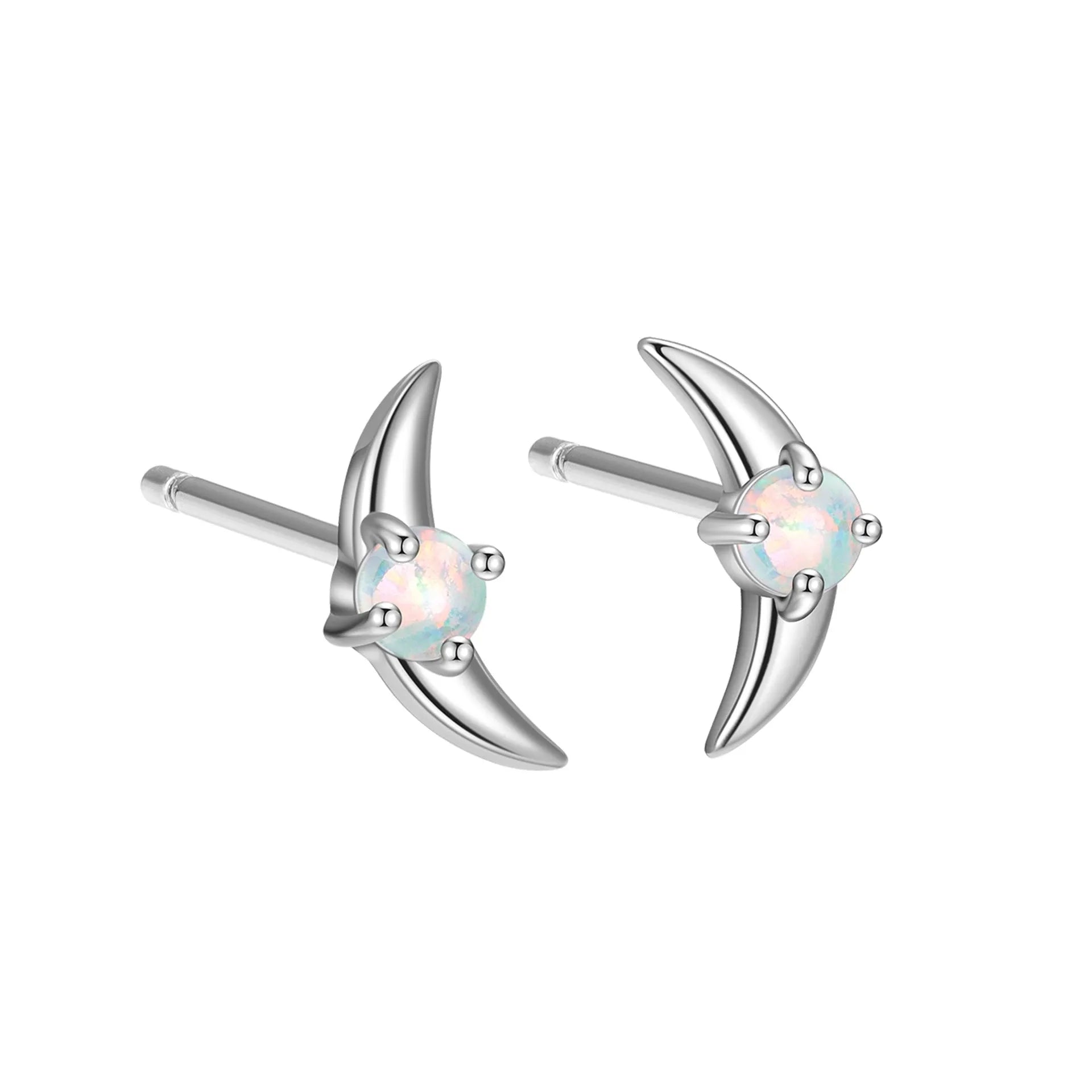 Geometric women's earrings in 925 silver with gold or platinum finish and blue, purple, or white stone.
