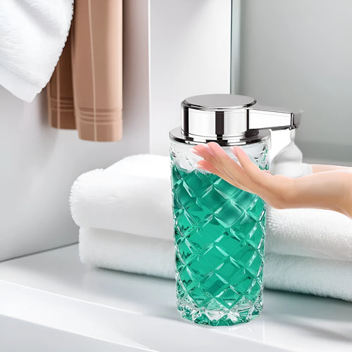Automatic intelligent charging soap dispenser with plated silver shell and Type-C port.