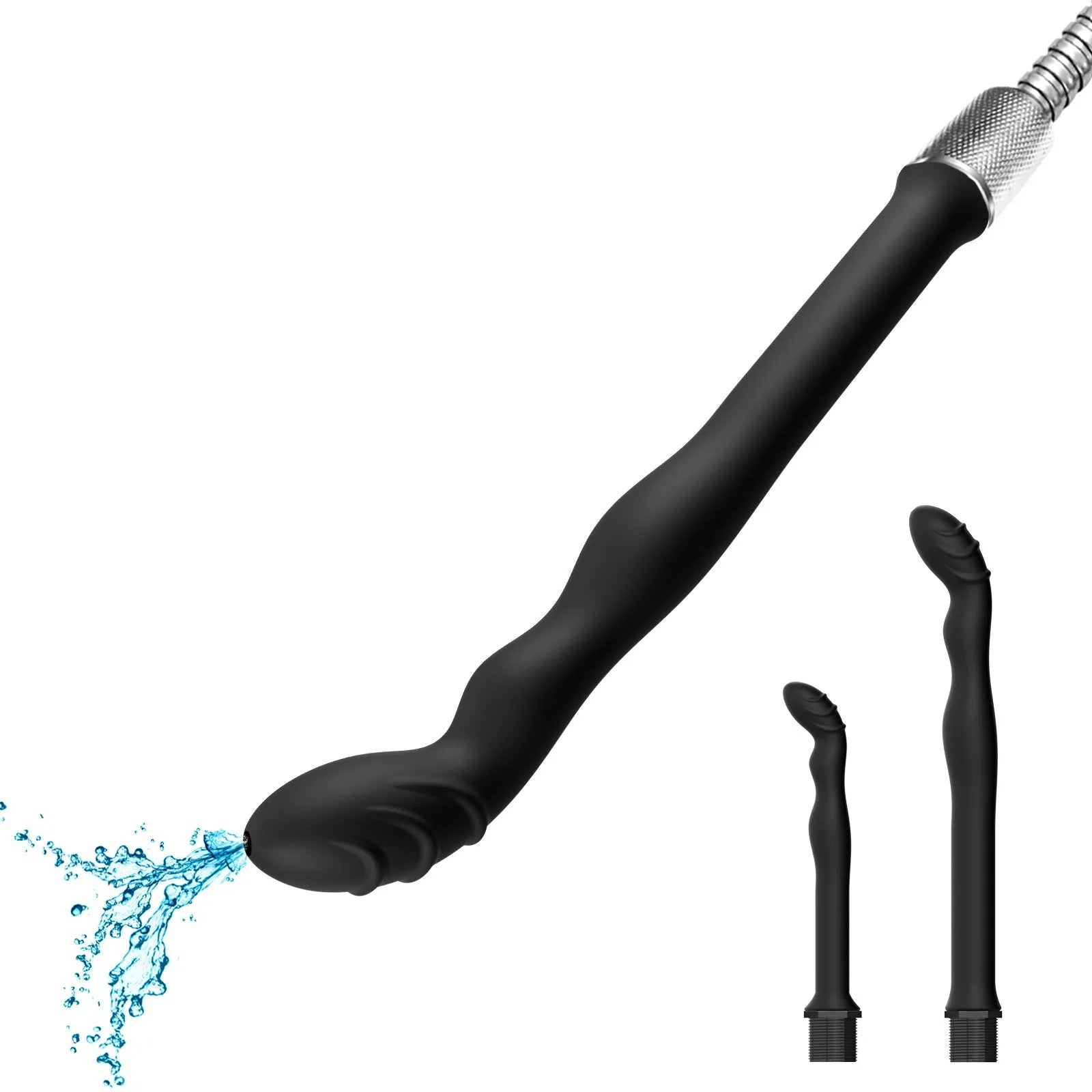 Black silicone enema hosepipe flusher for cleaning and personal hygiene