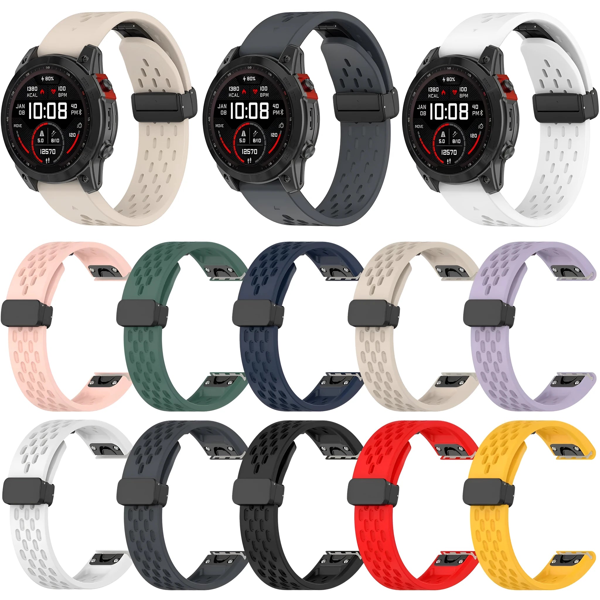 Quick release replacement watch strap for Garmin Fenix 8 and Fenix 7 Pro in multiple colours and widths.
