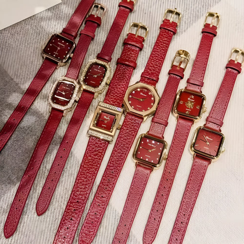 Alloy Ankela Red women's wristwatch with Chinese style design, 8mm thick case
