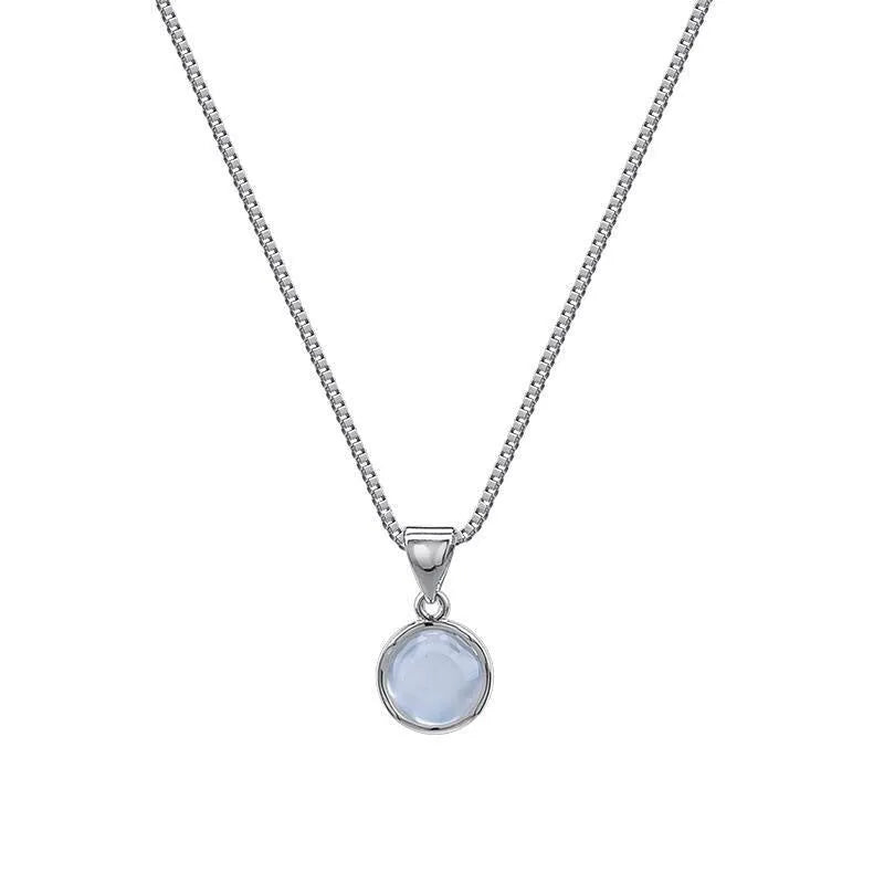 Korean-style oval pendant necklace with geometric eight-point star charm on an adjustable box chain.