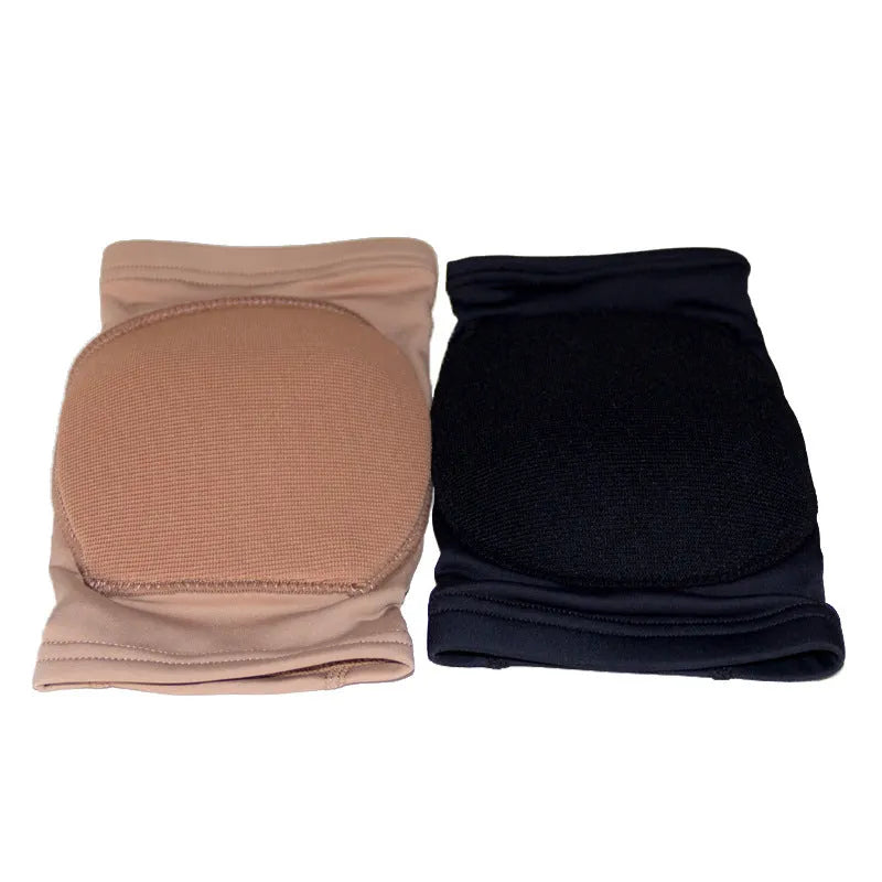 Ballet dance knee pads in skin tone colour with elastic construction for knee protection during exercise