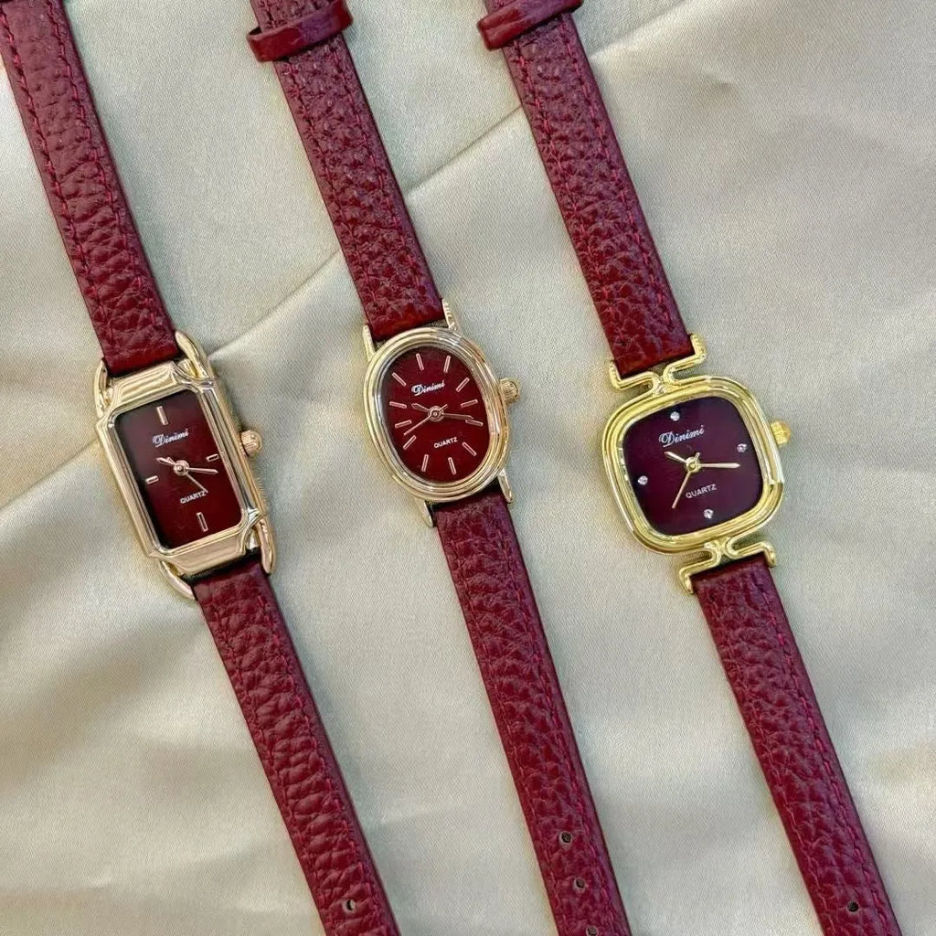 Alloy Ankela Red women's wristwatch with Chinese style design, 8mm thick case