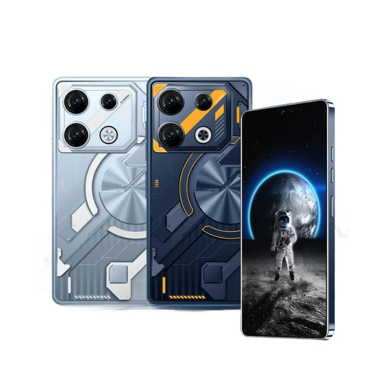 GT10 Pro Android smartphone in Blue or Silver with straight plate design and UK power adapter