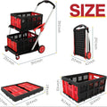 Blue foldable shopping cart with double plastic baskets collapsed for storage