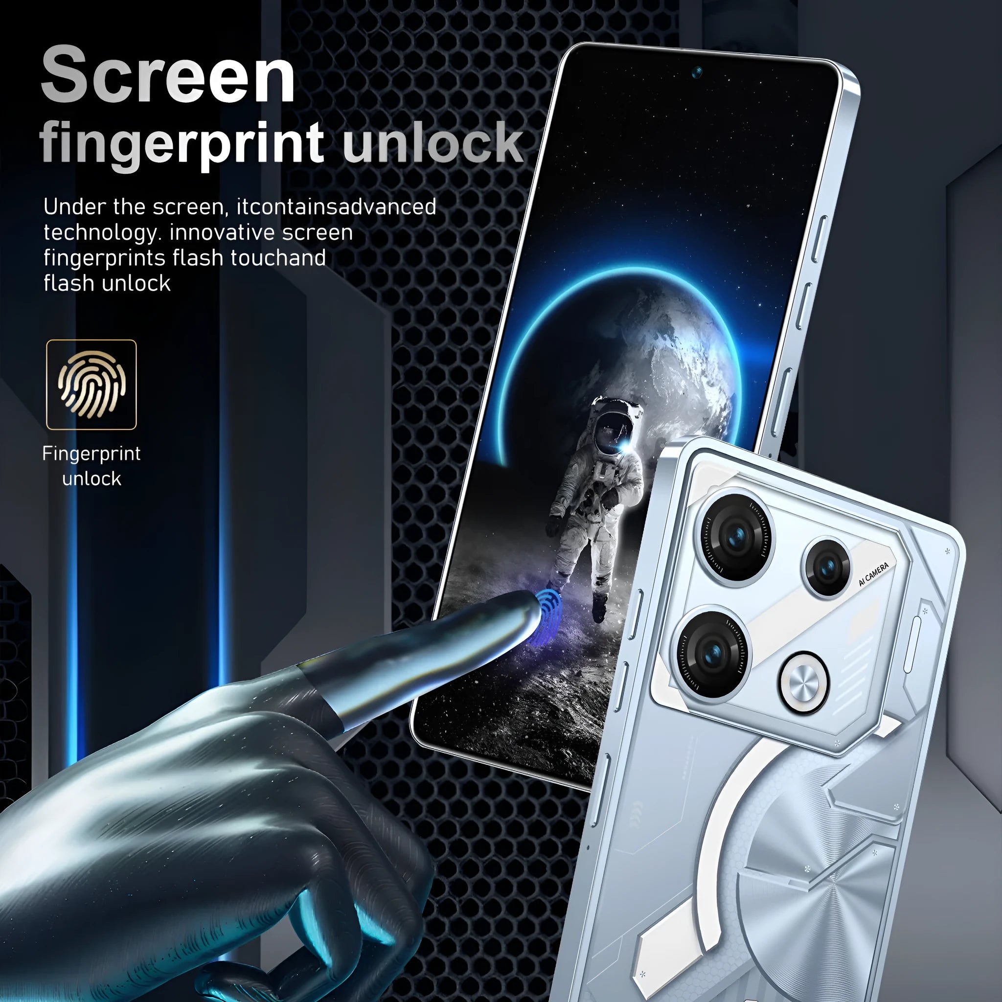 GT10 Pro Android smartphone in Blue or Silver with straight plate design and UK power adapter