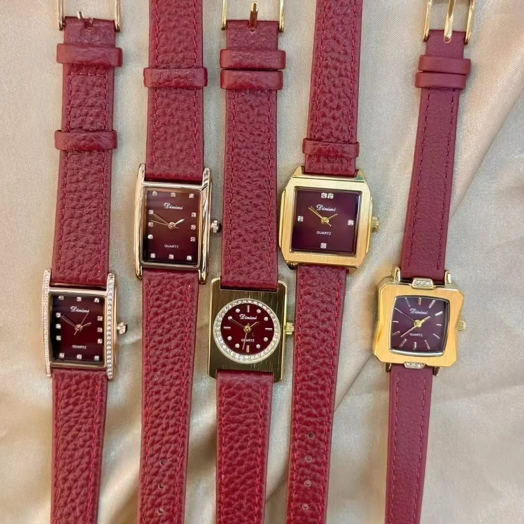 Alloy Ankela Red women's wristwatch with Chinese style design, 8mm thick case