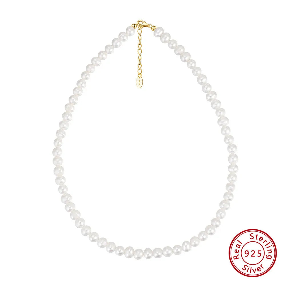 Women's sterling silver necklace with a 6-7mm freshwater pearl on an adjustable chain.