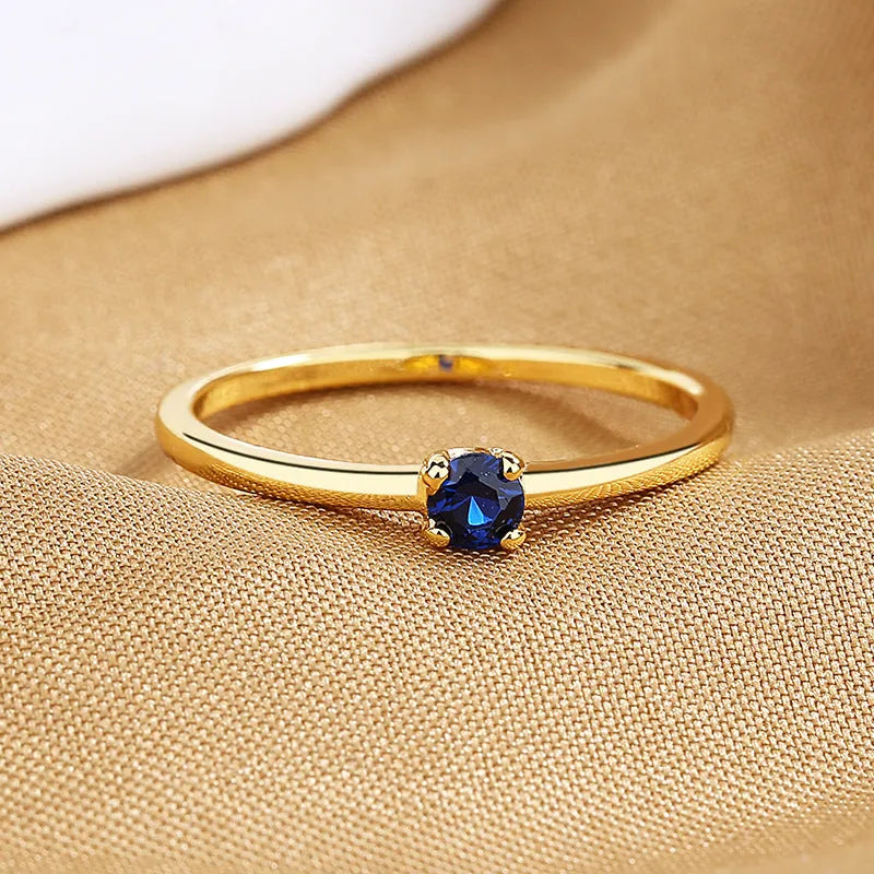 Personalised fine circle ring with single diamond in geometric twin design for women