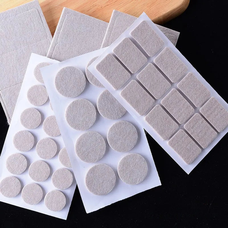 Beige plastic furniture leg stoppers in assorted square and round sizes for floor protection