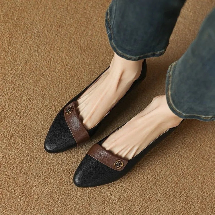 Women's pointed toe flat shoes with sequins in beige, artificial PU upper, rubber sole, size 35-41