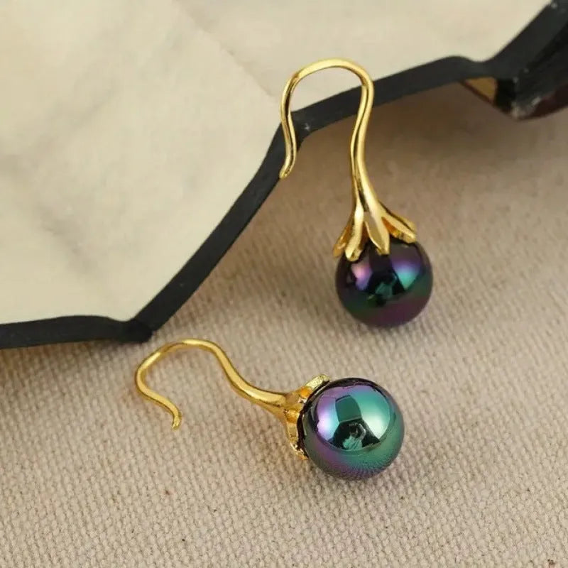Gold electroplated women's retro fashion earrings with alloy construction