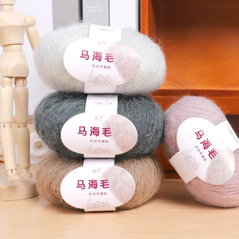 Mohair wool ball for DIY scarf knitting in multiple colour options