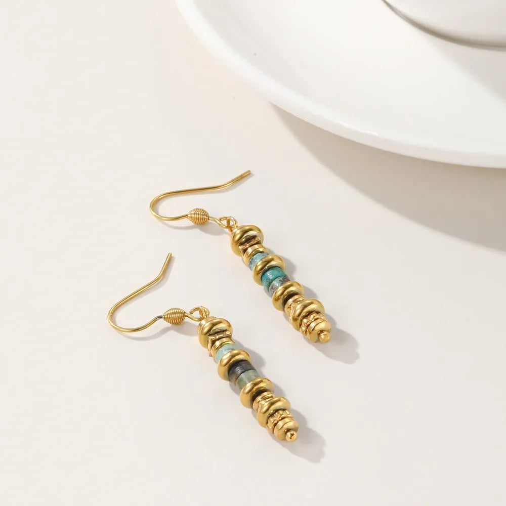 Geometric retro titanium steel dangle earrings in casual style for women