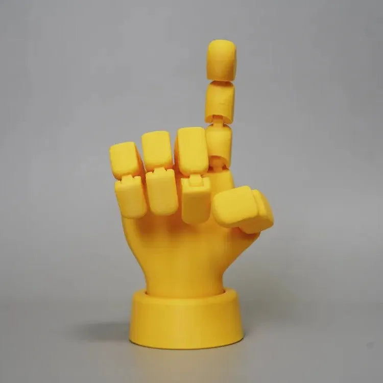 Yellow movable joint hand ornament with articulated fingers for decorative posing