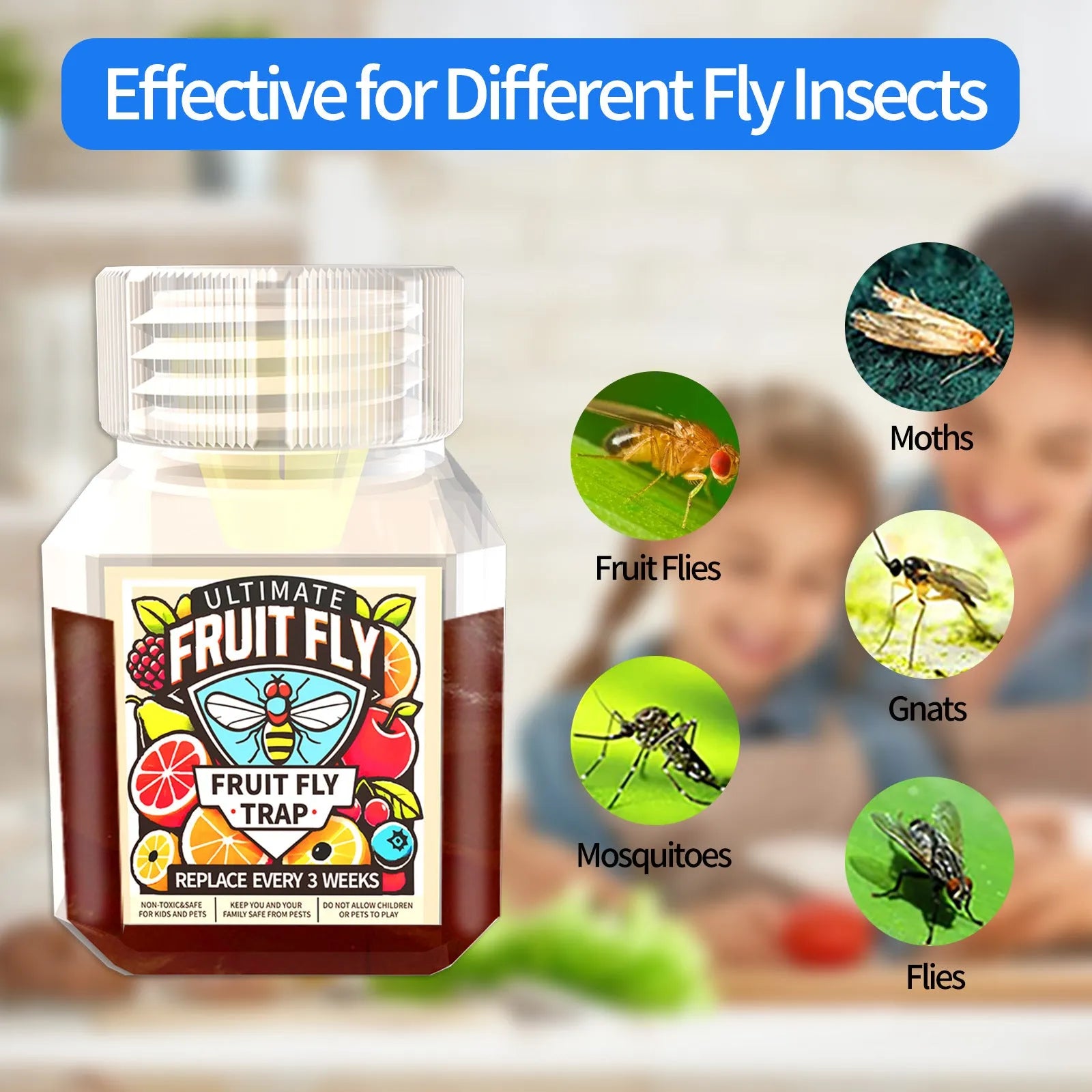 Fruit fly bait liquid bottle with SK003 new standard and old standard options