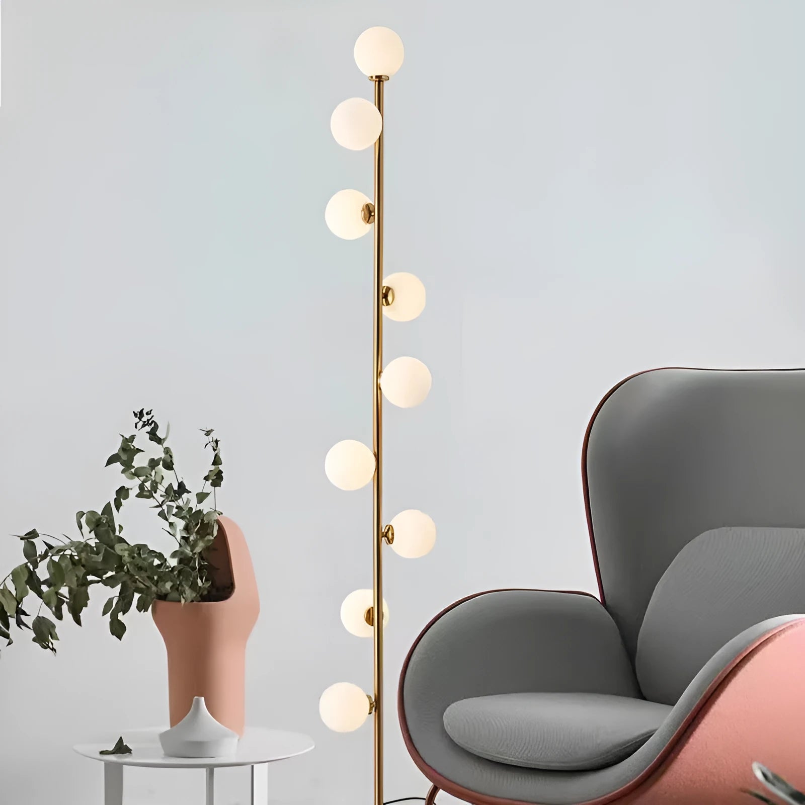 Modern minimalist floor lamp with wrought iron glass construction and adjustable lighting