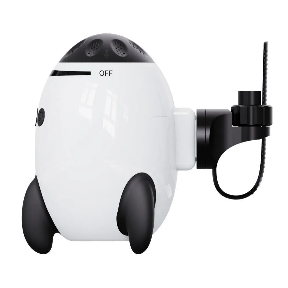 White baby stroller shaking device with Bluetooth connectivity measuring 12x9.3x8cm