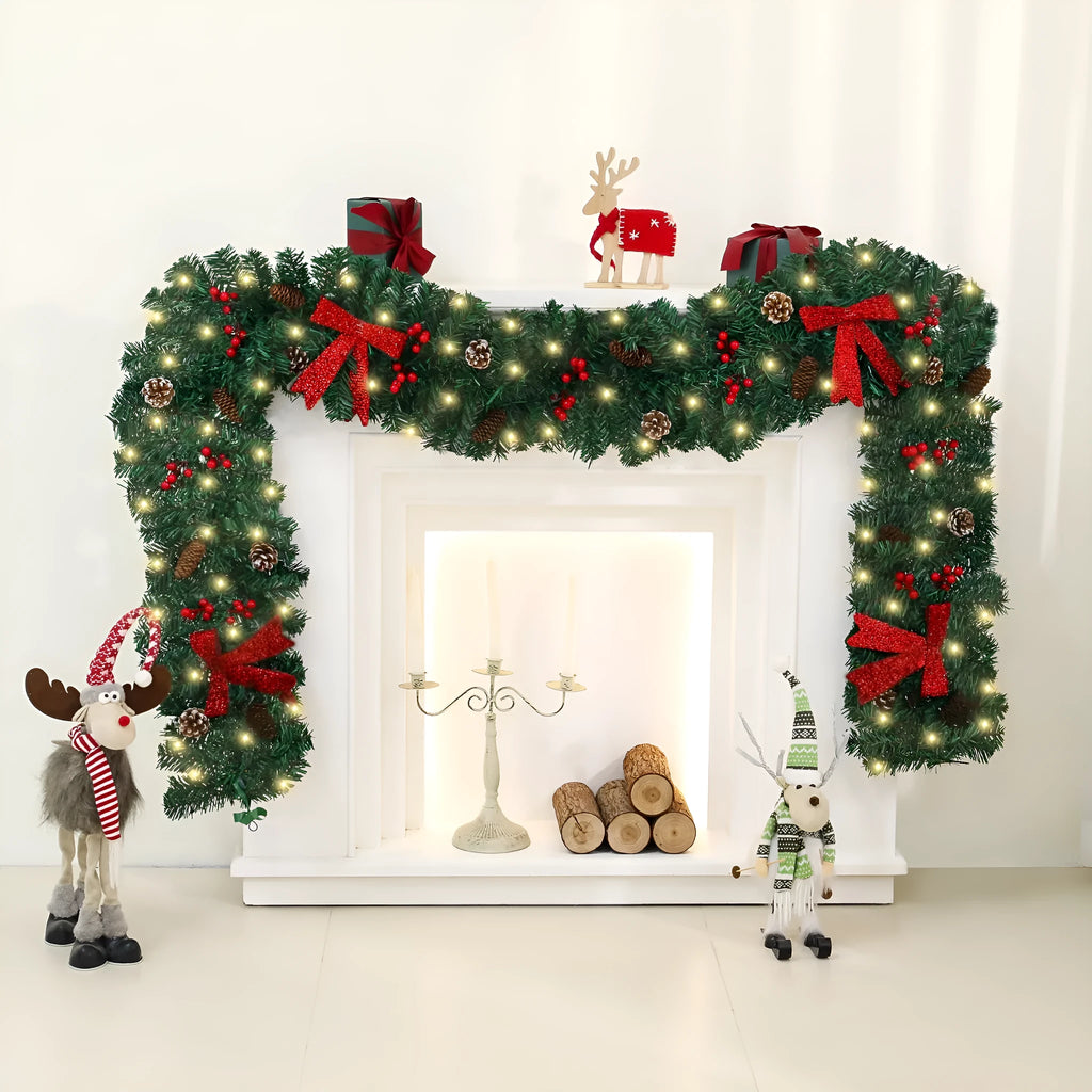 Rattan pine cone bow Christmas decorative showcase with European style modern art design