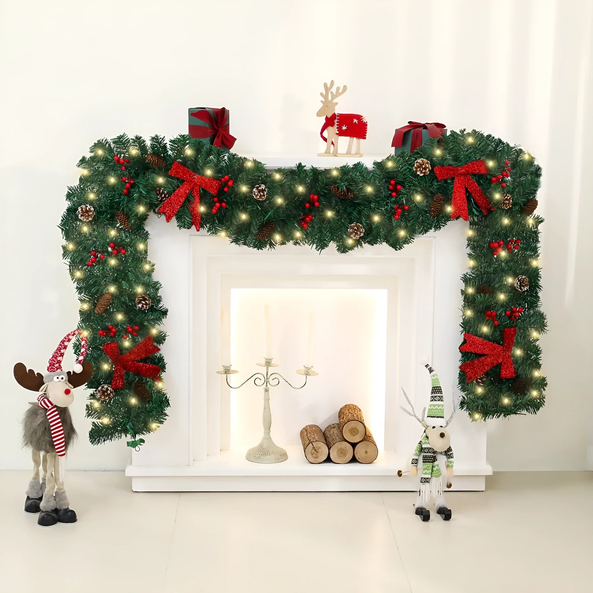 Rattan pine cone bow Christmas decorative showcase with European style modern art design