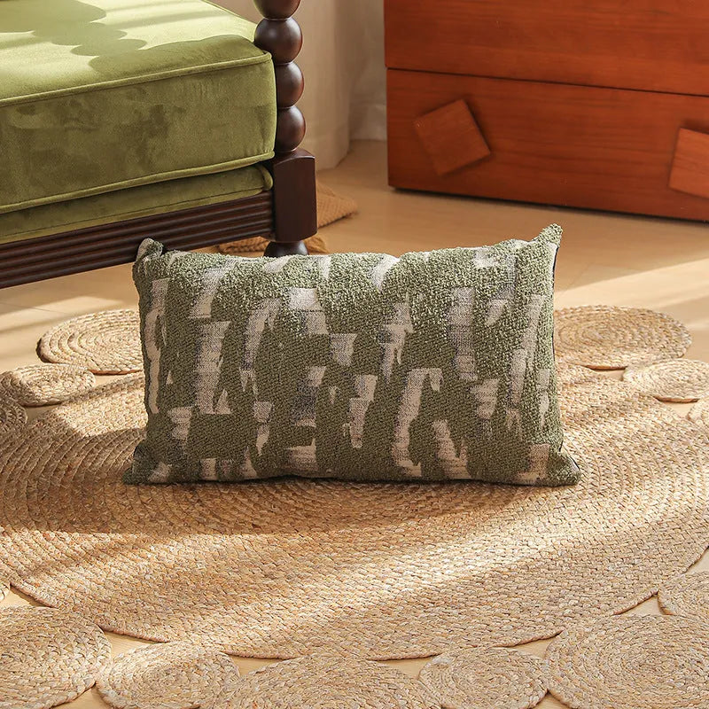 45cm square Jacquard cushion cover with Nordic plant and flower pattern in a retro colour.