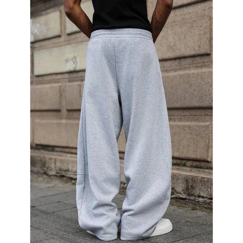 Men's straight-leg high-waist casual trousers in a bamboo blend fabric, shown in dark grey.