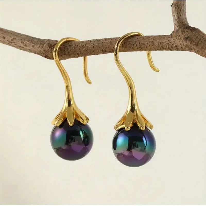 Gold electroplated women's retro fashion earrings with alloy construction