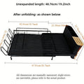 Retractable foldable carbon steel kitchen dish drying rack with detachable cutlery holder.