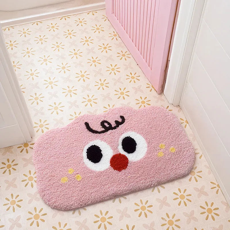 Cartoon cloud printed bathroom mat in polyester with cashmere-like pile