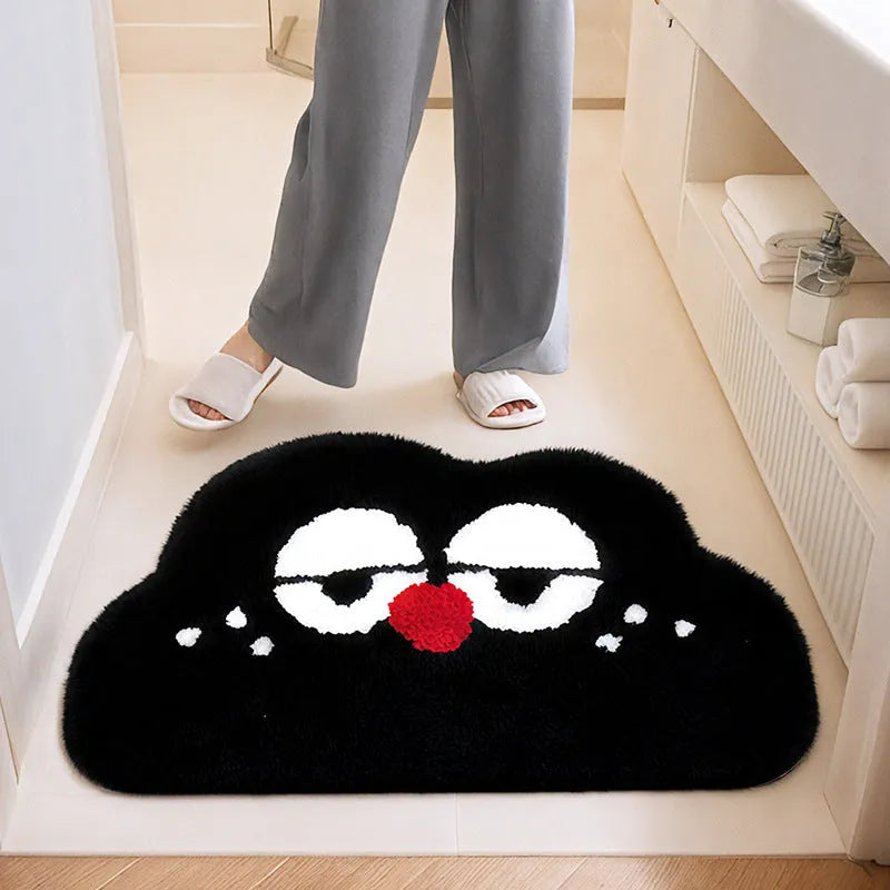 Cartoon cloud printed bathroom mat in polyester with cashmere-like pile