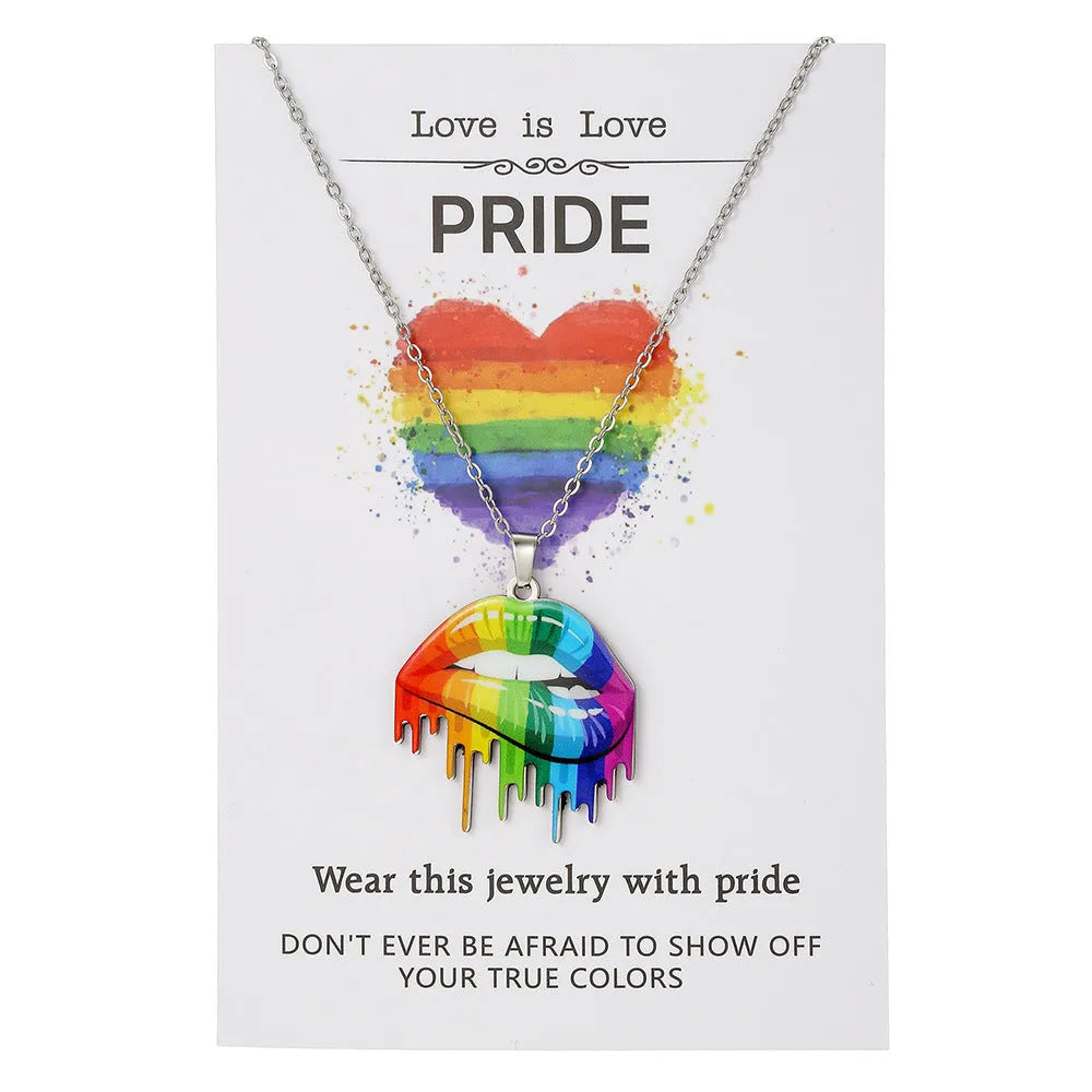 Stainless steel necklace and bracelet set with colour printed inspirational friendship quotes