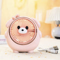Desktop USB electric fan with cute dog design showing six colour options including bear brown and pink puppy variations