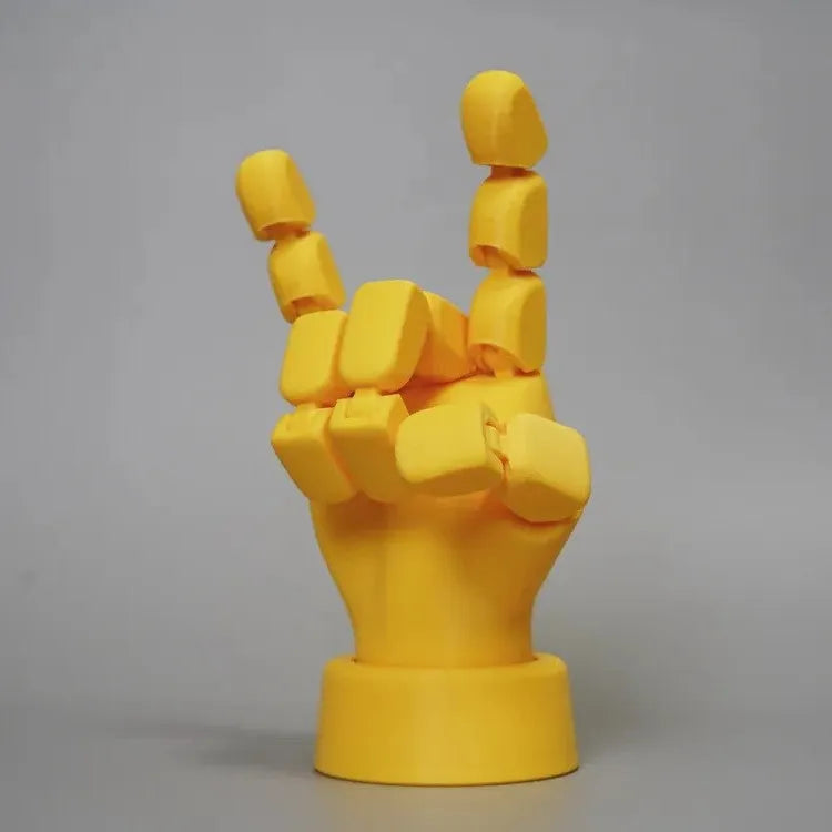 Yellow movable joint hand ornament with articulated fingers for decorative posing