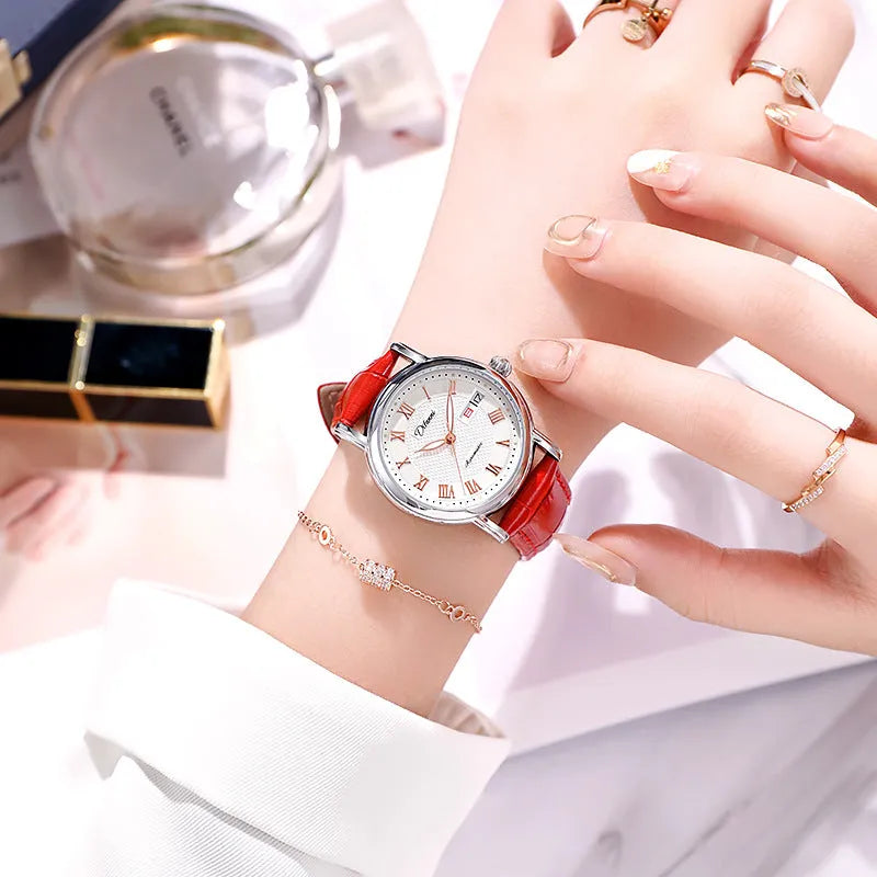 Automatic women's watch with steel bracelet and white dial, 12mm thick case