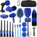 26-piece car wash brush set with tyre cleaning brushes and PP plastic handles.