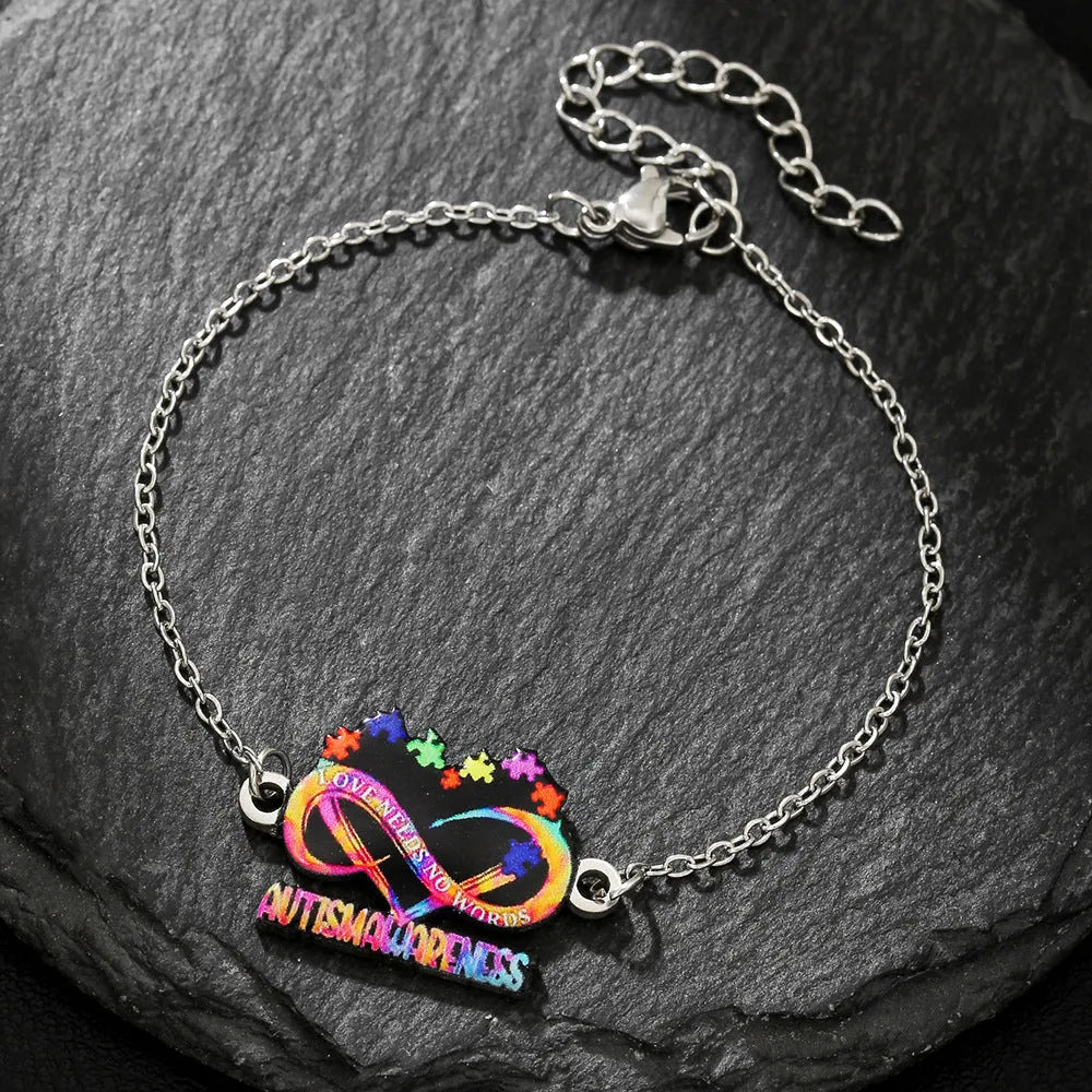 Stainless steel necklace and bracelet set with colour printed inspirational friendship quotes