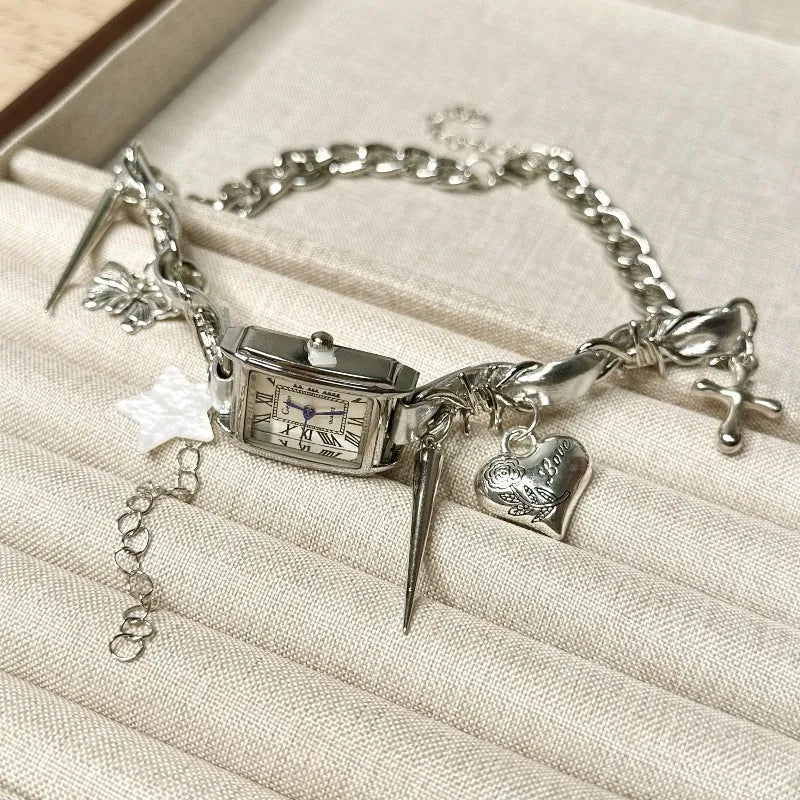 Dark style women's multi-layer necklace with cross detail and adjustable alloy chain