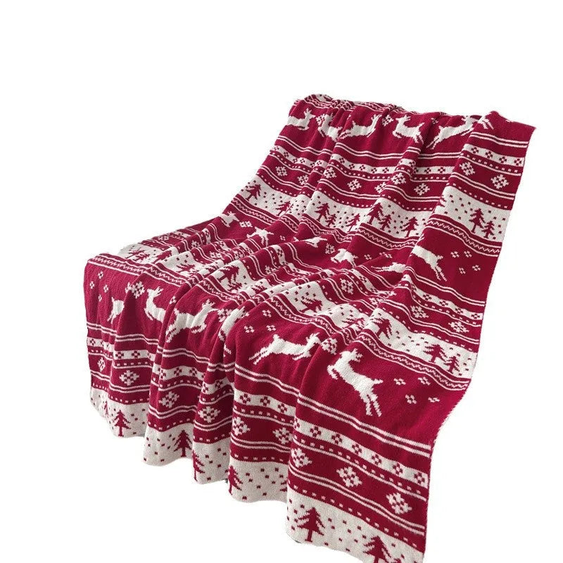 Personalised Christmas blanket with festive cartoon pattern in seasonal colour design