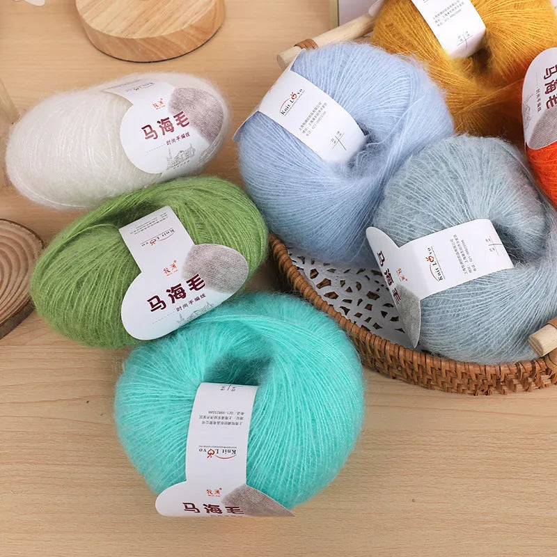 Mohair wool ball for DIY scarf knitting in multiple colour options