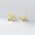 Women's geometric cross quadrangle stud earrings in sterling silver with gold or silver plating options