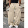 Men's straight-leg high-waist casual trousers in a bamboo blend fabric, shown in dark grey.