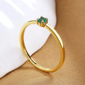 Personalised fine circle ring with single diamond in geometric twin design for women