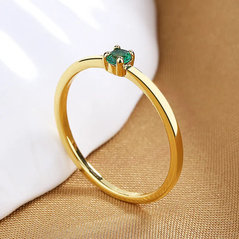 Personalised fine circle ring with single diamond in geometric twin design for women